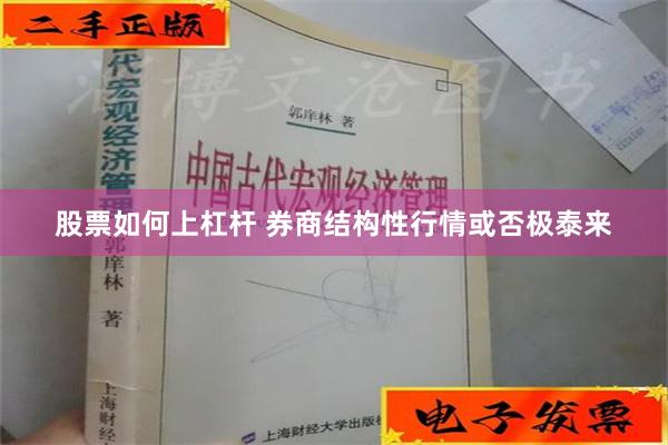 股票如何上杠杆 券商结构性行情或否极泰来