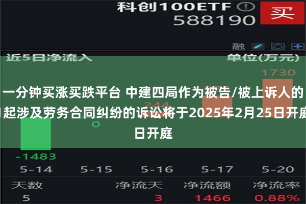 一分钟买涨买跌平台 中建四局作为被告/被上诉人的1起涉及劳务合同纠纷的诉讼将于2025年2月25日开庭